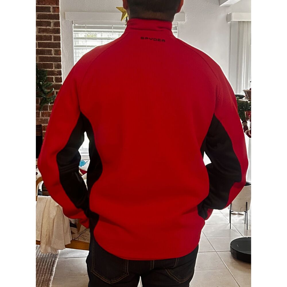 Spyder Men's Quarter-Zip Pullover Red Black Fleece Outdoor M - Picture 3 of 6
